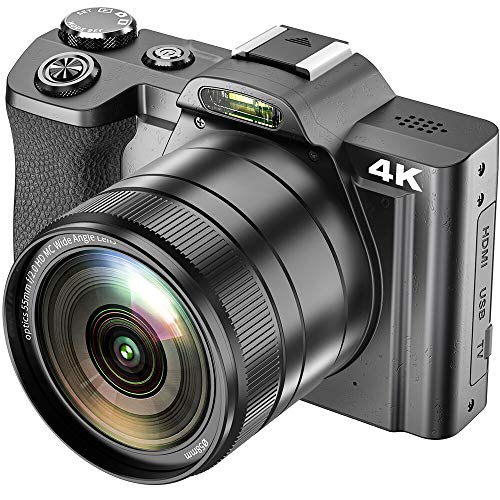 Videocamera digitale Videocamera 4K Videocamera Ultra HD 48MP WiFi YouTube Vlogging con obiettivo grandangolare Zoom digitale 16X Videocamera touch screen IPS da 3,5