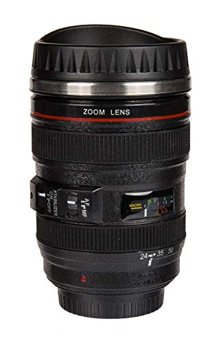 Mug Camera zoom Lens Tazza in acciaio forma obiettivo 350 ml teleobiettivo colore nero
