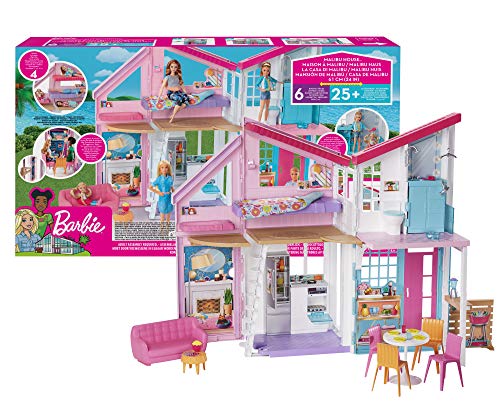 Barbie- La Nuova Casa di Malibu, Playset Richiudibile su Due Piani con Accessori, 61 cm, Giocattolo per Bambini 3+ Anni, FXG57