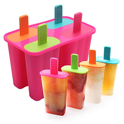 DeHub Stampi ghiaccioli，Stampo Ice Lolly Stampo Ghiaccio in Silicone per Uso Alimentare Certificato FDA, Stampi per Popsicle BPA gratuiti con Stick e gocciolatoi (Rosa Roja, 1 piezas)