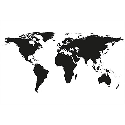GREAT ART Fotomurale – Mappamondo in Bianco e Nero – Quadro Murale Decorazione da Parete Globo Cartina Terra Continenti Atlante World Map Mondo Carta da Parati 210 x 140 cm