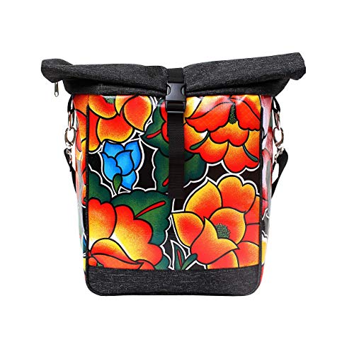 IKURI Borsa Impermeabile Bici - Borsa per Bicicletta Portapacchi Posteriore Leggero per Mountain Bike Sacca Sportiva a Forma Quadrata - Design Tehuana Nero