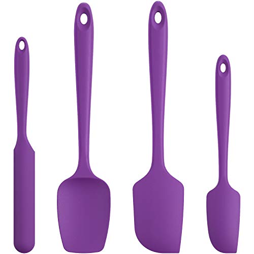 U-Taste Set 4 Spatole in Silicone - Cucchiai e Spatole Resistenti al Calore Fino a 315ºC - Silicone Antiaderente con Nucleo in Acciaio Inossidabile (Viola)