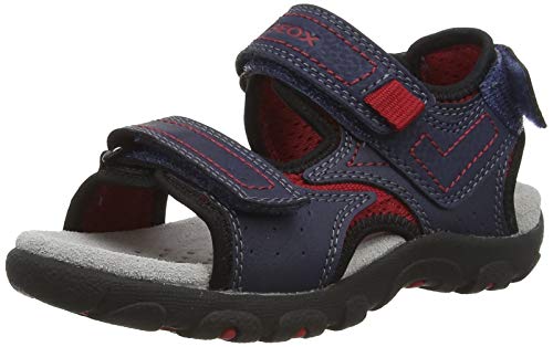 Geox JR Strada A, Sandali Punta Aperta Bambino, Blu (Navy/Red C0735), 26 EU