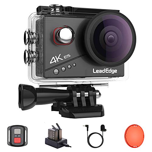 LeadEdge Action Cam 4K 20MP EIS Anti-Shaking Stabilizzazione Microfono Esterno Videocamera WiFi 2.0'' IPS 4K/30FPS 1080P/60FPS Impermeabile Camera Sportiva Subacquea DV 40M Telecomando 2x1050mAh