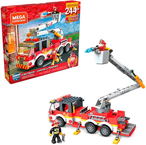 Mega Construx- Camion dei Pompieri con 262 Pezzi, 2 Micro Personaggi e Accessori, Costruzioni per Bambini 5+ Anni, GLK54
