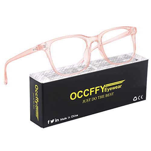 Occffy Occhiali Luce Blu con Anti UV Eyestrain Occhiali Anti Luce Blu per PC, Tablet, Gaming e TV Uomo Donna Oc092 (Rosa)