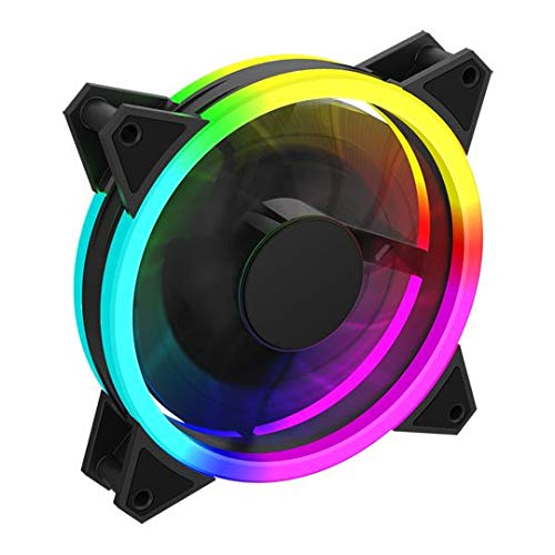 GameMax - Ventola di raffreddamento Velocity PC 120 mm, LED arcobaleno, doppio anello, cuscinetto idraulico, ventola a 11 lame, connettore Aura a 3 pin, RGB Mystic Light Sync | nero