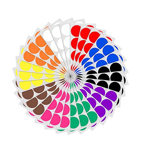 5cm Etichette Adesive Bollini Colorati Rotonde Grandi - 10 Colori, 240 Pezzi