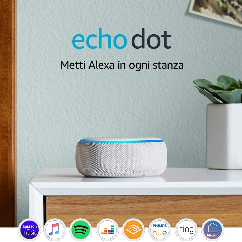 Echo Dot (3ª generazione) - Altoparlante intelligente con integrazione Alexa - Tessuto grigio chiaro