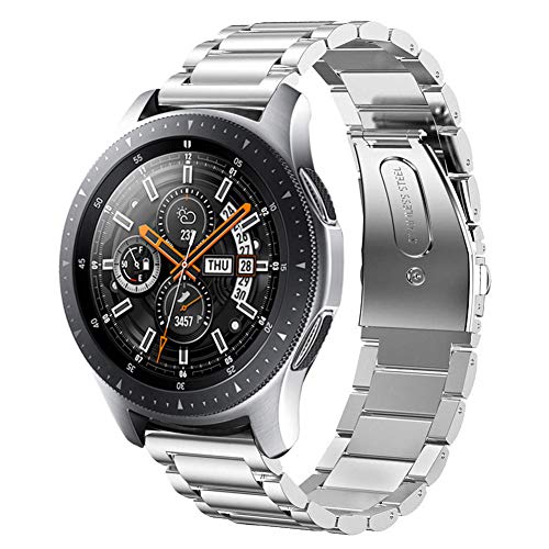 SUNDAREE Compatibile con Cinturino Galaxy Watch 46MM,22MM Cinturini di Ricambio Acciaio Inossidabile Strap Band Orologio Sostituzione Cinghia di Polso per Samsung Galaxy Watch 46 SM-R800(46 Argento)