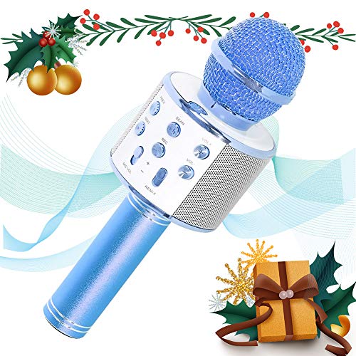 SaponinTree Microfono Karaoke Bluetooth, Wireless Bambini Portatile Karaoke Microfono con Altoparlante per Cantare, Compatibile con Android/iOS o Smartphone