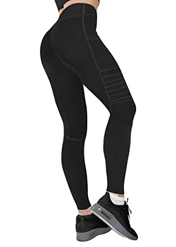AOQUSSQOA Donna Yoga Pants Sportivi Leggings Fitness Spandex Palestra Pantaloni neri Opaco (XL, A46)