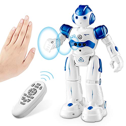 NEWYANG Robot Giocattolo Bambini - Robot Telecomandato con Intelligente Programmabile, Gesture Sensing,Parla,Cammina,Cantando e Balla,USB Ricarica Toy Robot (Blu)