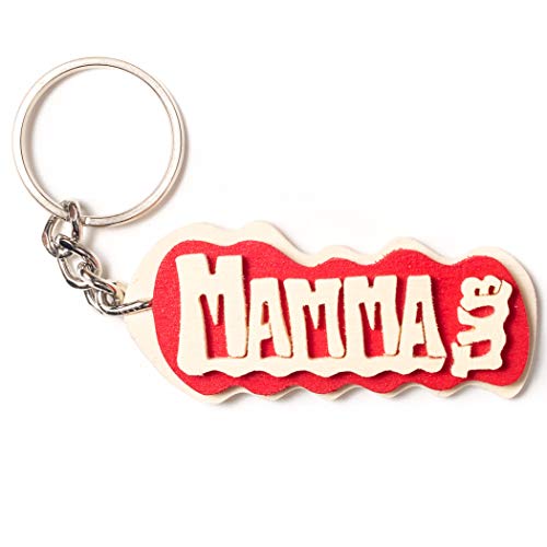 Portachiavi in legno fatto a mano personalizzato con la scritta Mamma TVB, da indossare o per fare un regalo originale.