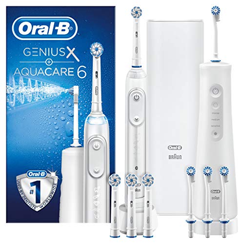 Oral-B Center Kit per l’Igiene Orale, Include Aquacare Pro-Expert Idropulsore e Genius X Spazzolino Elettrico Ricaricabile, Bianco