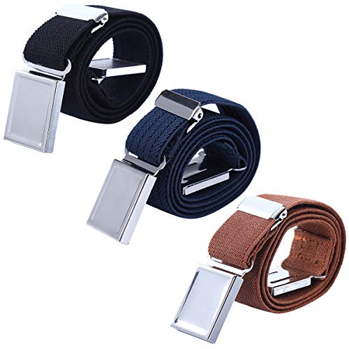 WELROG Cintura magnetica elastica per bambini - Ragazzi con cinturini elasticizzati regolabili Ragazze Cinture per bambini di AWAYTR (Nero ondulato/marrone/nero)