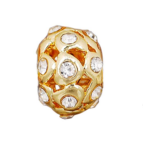 Andante-Stones 14K Perlina d'oro con cristallini di vetro color bianco Ciondolo da donna Charm Bead per bracciali europei + sacchetto di organza
