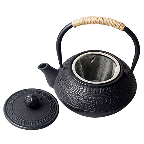 Hwagui-Teiera in ghisa con teiera in acciaio inox con filtro in acciaio inossidabile per tè sfuso 0,6l / 600 ml