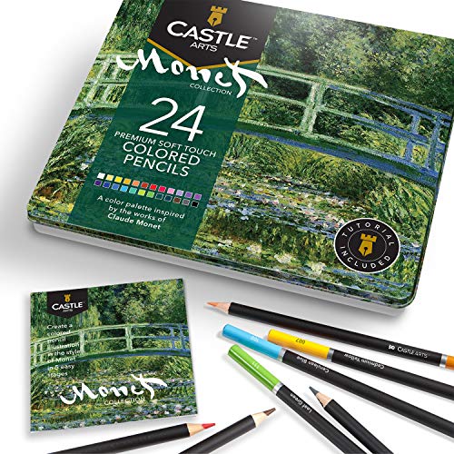 Castle Arts, set di 24 matite colorate Ispirato da Monet... Colorazione perfetta, schizzi, set matite da disegno
