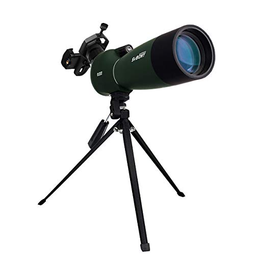 Svbony SV28 Cannocchiale, 25-75x70 Cannocchiale con Treppiedi, FMC Ottica Bak4 Prisma Telescopio Spotting Scope con Smartphone Adapter per Tiro a Segno, Birdwatching, Caccia