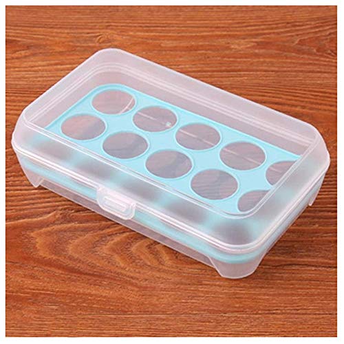KAERMA Supporto di plastica 15 Griglie Egg Storage Box Crisper del Frigorifero rettangolo Bianco Trasparente portauova (Color : Blue)