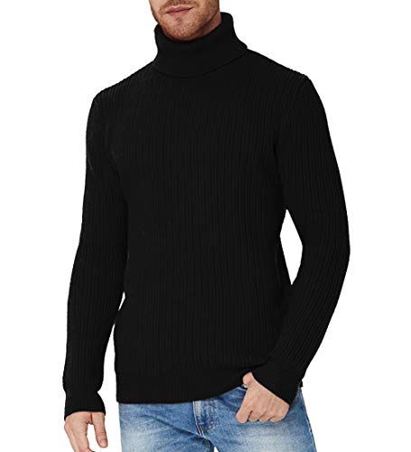 Freshhoodies Maglione con Collo Alto Pullover da Uomo Lunga Slim-Fit in Maglia a Manica T-Shirt Etero Sweater Pullover XXL