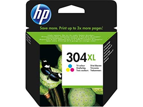 HP 304 XL N9K07AE Cartuccia Originale per Stampanti a Getto di Inchiostro, Compatibile con DeskJet 2620 e 2630, Deskjet 3720, 3730, 3750 e 3760, HP ENVY 5010, 5020 e 5030, Tricromia