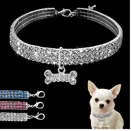 Cristallo Pet Dog collari guinzaglio Cucciolo di Chihuahua di Bling Strass Collare di Cane per i Piccoli Cani Medi Accessori Pet Products Bianco