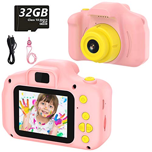 vatenick Fotocamera per Bambini Giocattolo Videocamera Digitale per Bambini Giocattolo per Bambini Schermo HD da 2 Pollici 1080P con 32 GB TF Card Giocattoli Regalo Ragazzi Ragazze da 3 a 12 Anni