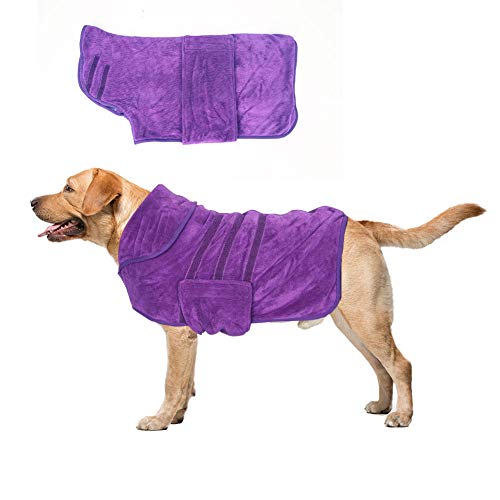 CENGYIUK - Accappatoio per cani con cinghia regolabile, in microfibra ad asciugatura rapida, super assorbente, per gatti e animali domestici, assorbe l'umidità, asciugatura rapida