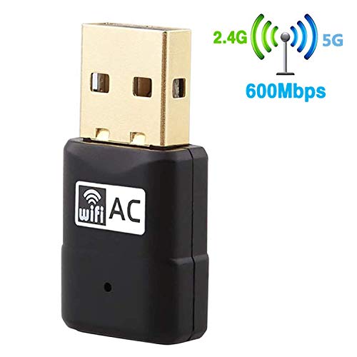 Yizhet Adattatore WiFi USB 600Mbps Dual Band(5G/433Mbps + 2.4G/150Mbps) Dongle WiFi Ethernet IEEE 802.11ac/n/g/b Supporta con Laptop, PC Compatibile con Window XP / 7/8 /8.1/10/ Vista/Mac OS, Linux