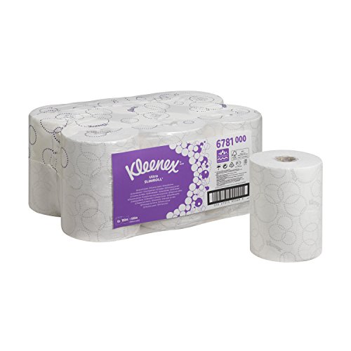Kleenex 6781 Asciugamani in rotolo Ultra Slimroll, 6 rotoli da 100 m, Fogli di carta a 2 veli, Tecnologia Airflex*, Colore: Bianco, 06781000
