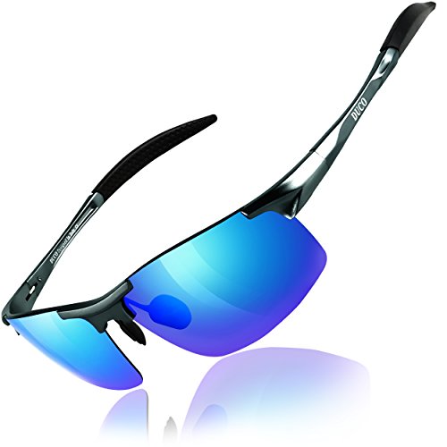 DUCO Occhiali da sole polarizzati uomo Occhiali sportivi Occhiali per la guida telaio in metallo 8177S (Obiettivo blu dalla struttura Gunmetal)