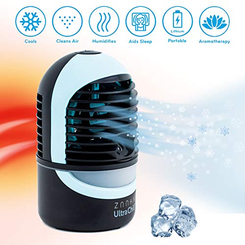 Zaahn Ultra Chill Fan - Dispositivo di raffreddamento, condizionatore, purificatore e umidificatore personali portatili (senza filtro)