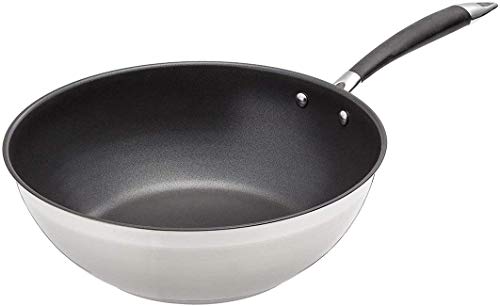 AmazonBasics - Padella da wok in acciaio INOX, 28 cm