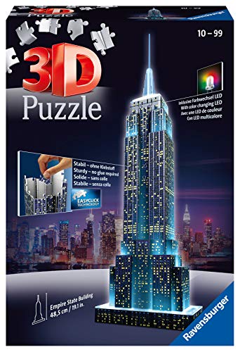 Ravensburger Puzzle 3D Empire State Building-Edizione Speciale Notte, 216 Pezzi, Colore Nero, 12566 1