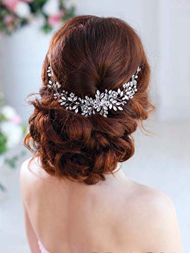 Simsly, decorazione per capelli a fascia, da sposa, con cristalli, accessorio per capelli, per sposa e damigelle d'onore, colore: argento