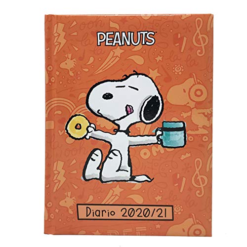 Snoopy Penauts - Agenda/Diario Scolastico Datato Scuola 2020-21 Dimensioni 20x14.5 cm Circa - Pagine in Lingua Italiana Copertina Imbottita