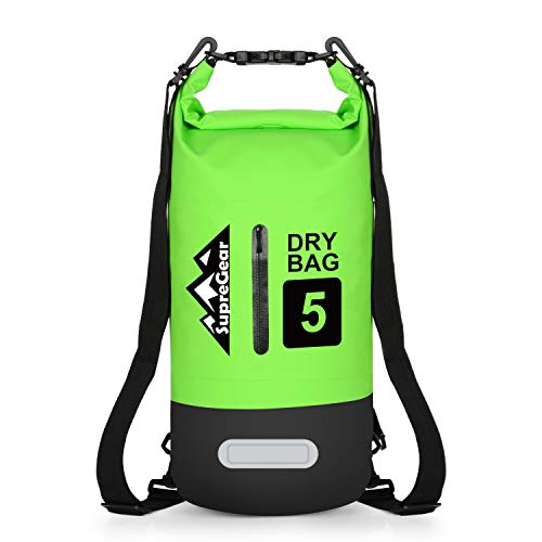 supregear Impermeabile Dry Bag, 10 Litri Borsa di Stoccaggio Durevole Sacco Borsa Ditty e Tracolla Regolabile per Kayak Campeggio Canottaggio Escursionismo Nuoto attività All'aperto - Verde