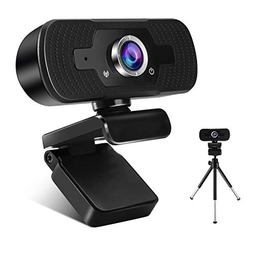 FEIMUOSI Webcam con Microfono, Webcam Streaming 1080P HD con Treppiede per PC Laptop Mac Videocamera Web Girevole Plug And Play USB per Videochiamate Registrazione Conferenze Supporta i Giochi