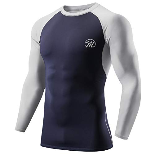 MEETWEE Maglia a Compressione Uomo, Manica Lunga Asciugatura Rapida T Shirt da Sport per Corsa Palestra Fitness (Blu, S)