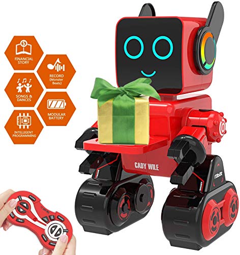 Ricaricabile Robot per bambini, Remote Controlled Giocattolo Intelligent Robot Tocca Interattivo, Parla, Gioca musica, Camminare, Danza, con Built-in Salvadanaio, Kit RC Robot per Ragazze (Rosso)