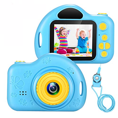Fotocamera per Bambini Giocattolo Videocamera Digitale per Bambini Giocattoli Regalo Per Bambini Schermo HD da 2 pollici 1080P 32 GB TF Card da 3 a 12 anni Ragazzi e Ragazze … (blu)