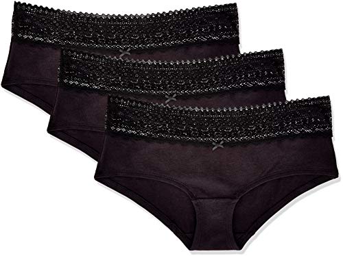 Marchio Amazon - Iris & Lilly Culotte a Pantaloncino in Cotone Donna, Pacco da 3, Nero (Black), S, Label: S