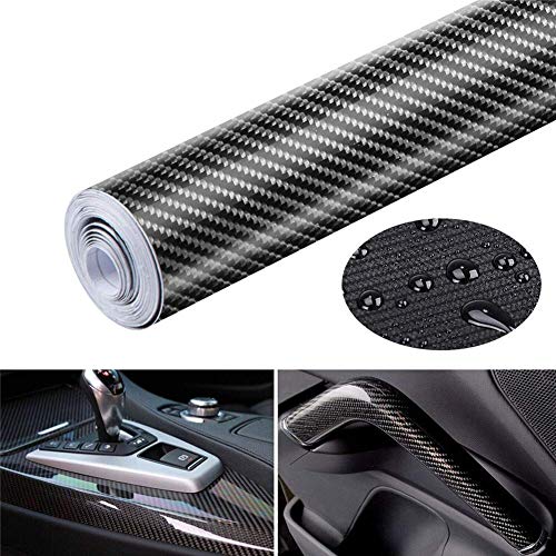Pellicola Per Auto In Fibra Di Carbonio 5D, 5D Lucido Antivegetativa E Anti-UV Per Auto Adesivi Per Interni Ed Esterni Per Auto Adesivi Per Protezione Auto (nero,30cm*200cm)