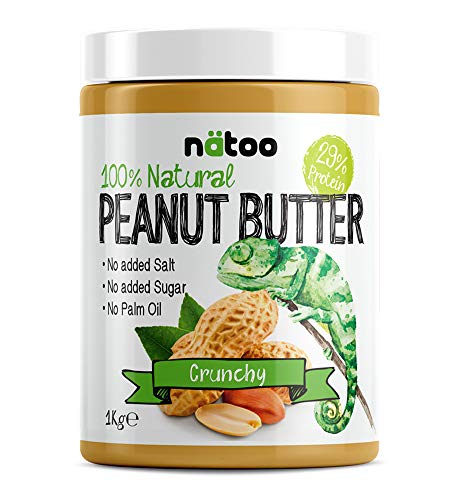 NATOO 100% Burro d'arachidi Peanut Butter 30% Protein (Crunchy, 1Kg)