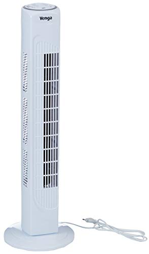 Venga! VG VT 3001 - Ventilatore a torre oscillante a 3 velocità, 80 cm, 45 W - Bianco