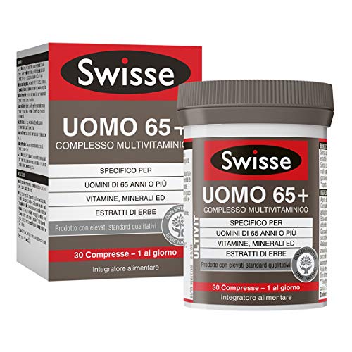 Swisse Uomo 65+ Complesso Multivitaminico, Integratore Alimentare Multi-nutriente per Supportare l'Alimentazione degli Uomini over 65, 30 Compresse