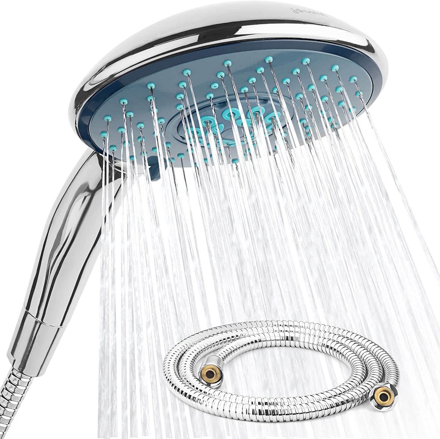 Set doccia con flessibile - XXL Wellness - 4 tipi di getto - Soffione doccia diametro 150 mm con flessibile da 1,5 m - Per il bagno e la doccia